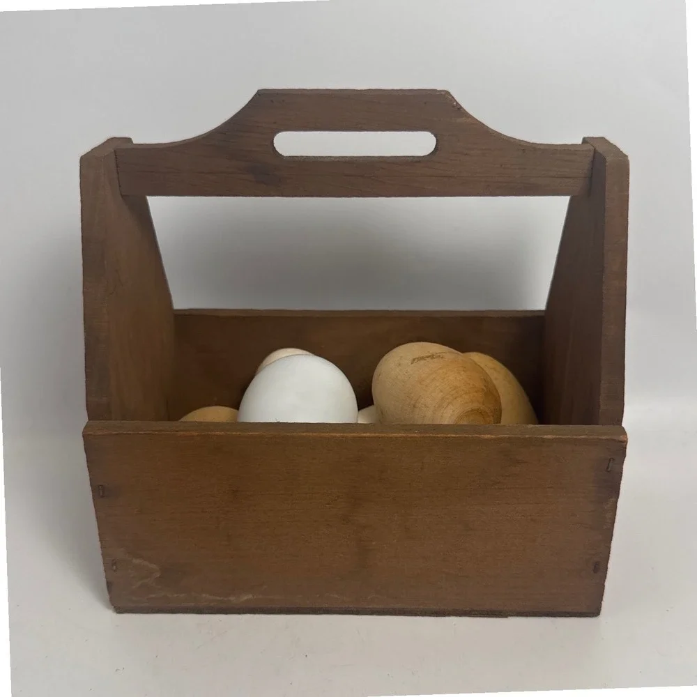 Wooden Egg Crate Carrier OS Brown Farmhouse Rustic 8 Wooden Egg